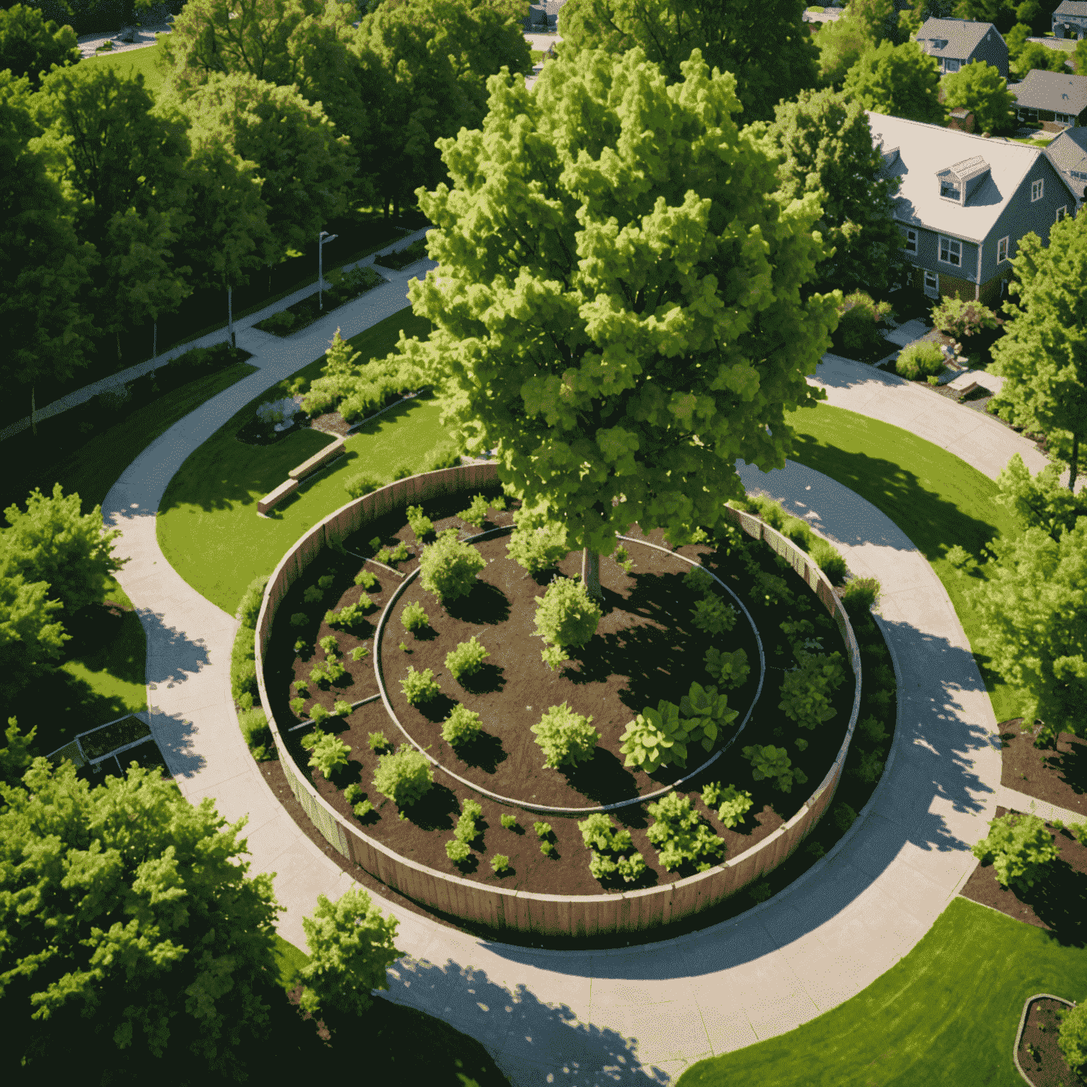 A series of images showcasing local environmental projects, including tree planting, clean energy installations, and community gardens